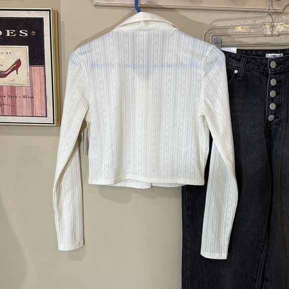 NWT Abound Cardi top Cream Long Sleeve Button Top Collar Sz S - Picture 5 of 8